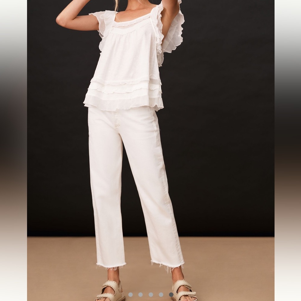 Final Sale 👀 No More Low Offers By Anthropologie Ruffled Flutter-Sleeve Top Size - Picture 5 of 15
